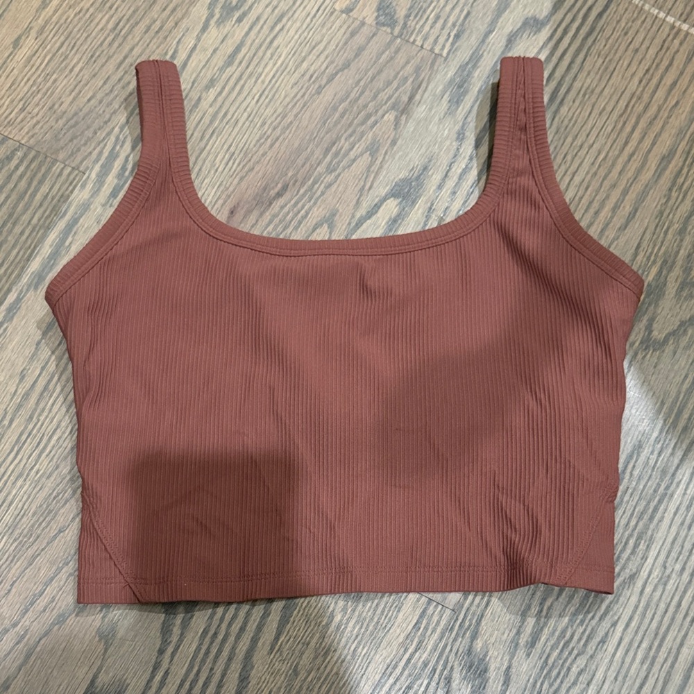 Women's Ribbed Brown Crop Top